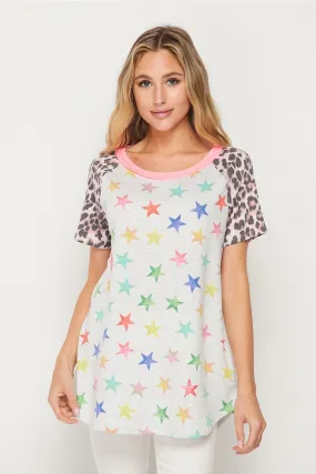 Leopard & Stars Raglan Top