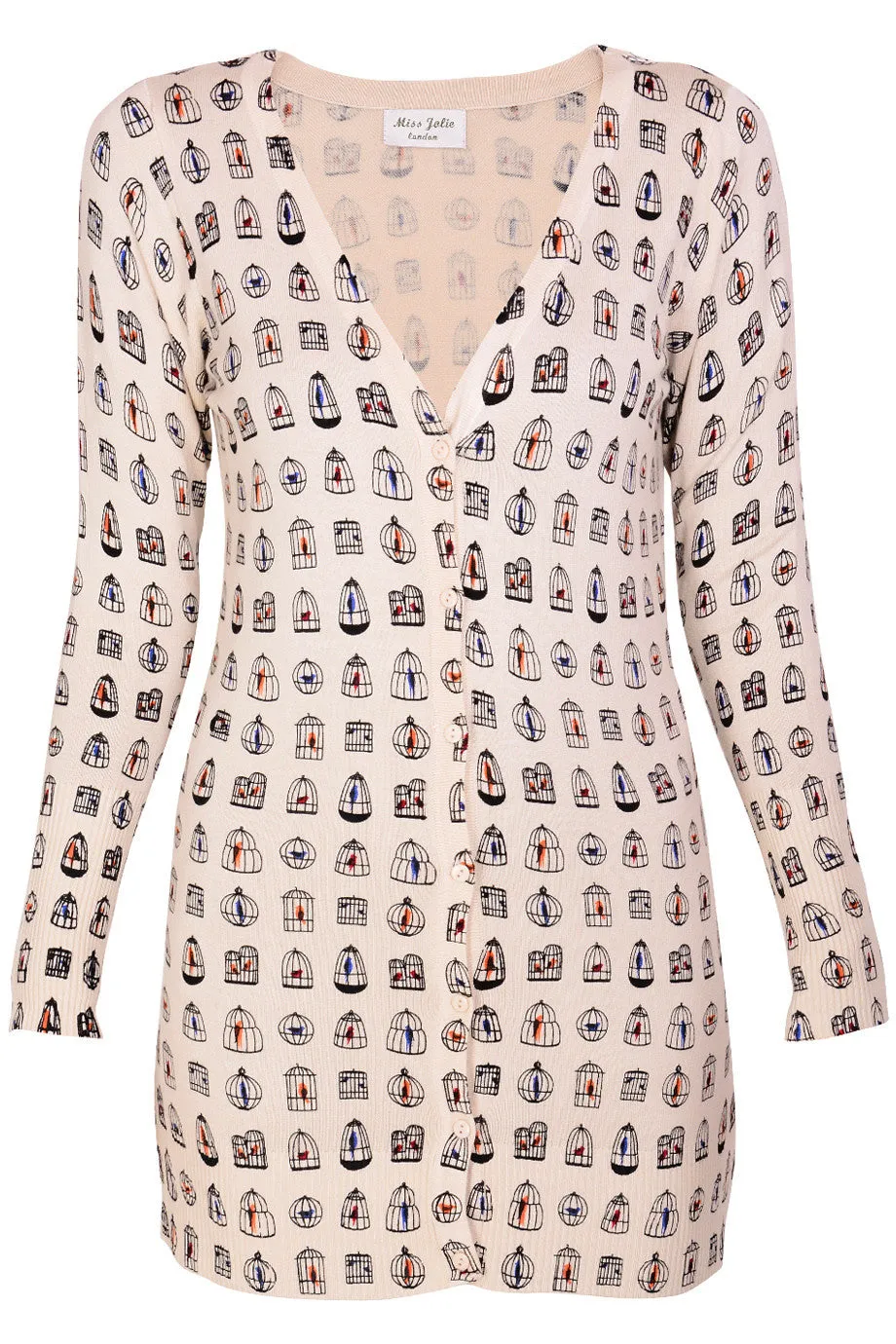 LONDON BIRDCAGES Long Printed Cardigan