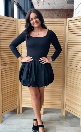 Look My Way Bubble Skirt Romper | Black