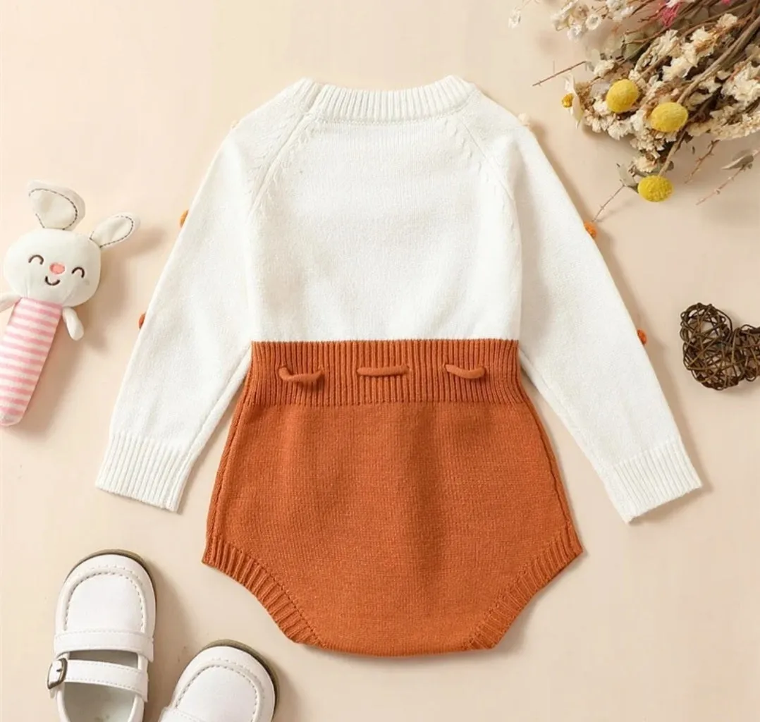 Luxury Knitwear Two-toned Romper  Ombre,  Tan and Burned Orange  #1000217