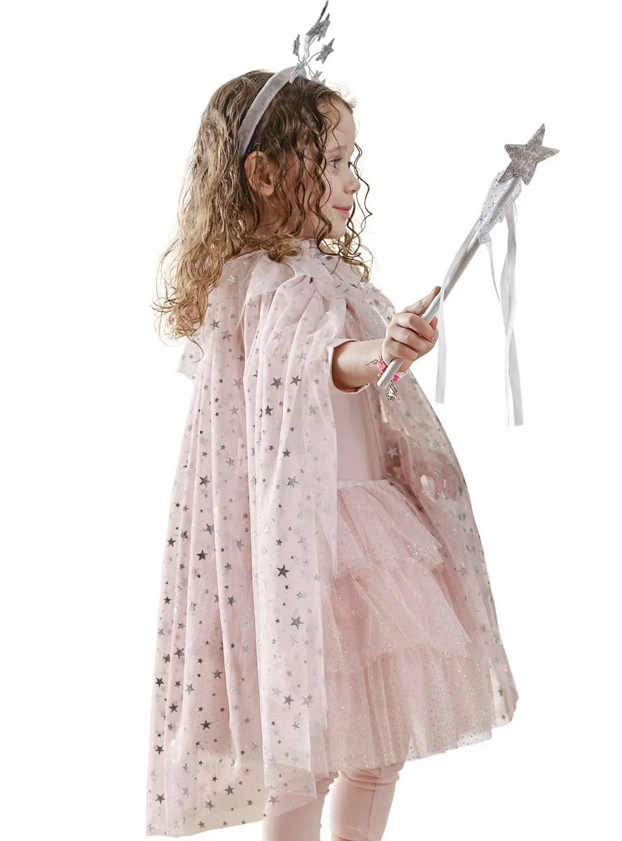 Magical Starry Blush Pink Girls Deluxe Cape