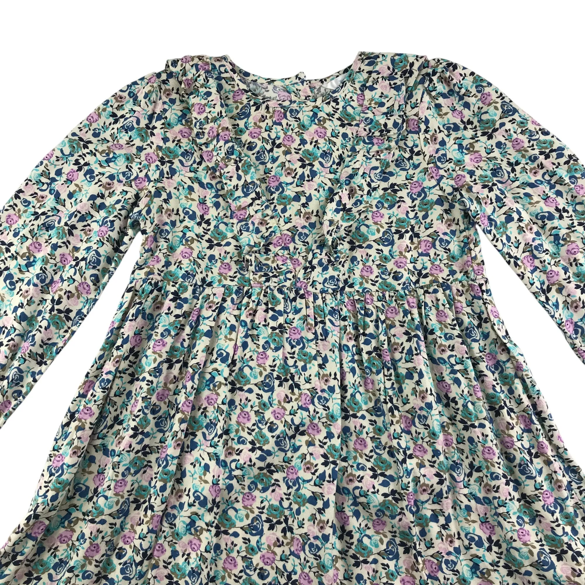 M&Co Kids dress 5-6 years floral blue and pink roses