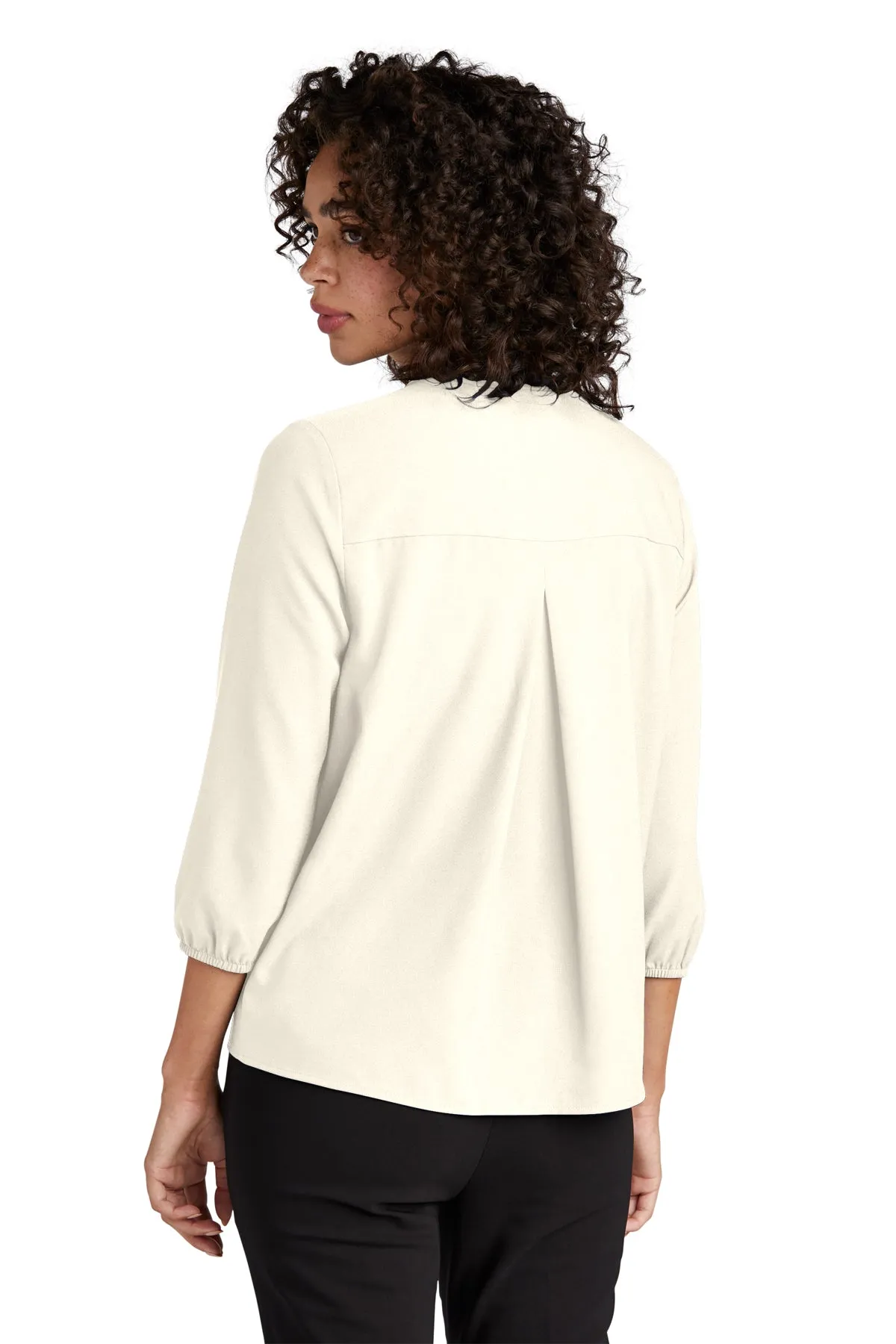 Marissa 3/4 Sleeve Split Neck Blouse - Ivory Chiffon (Ships in 1-2 Weeks)