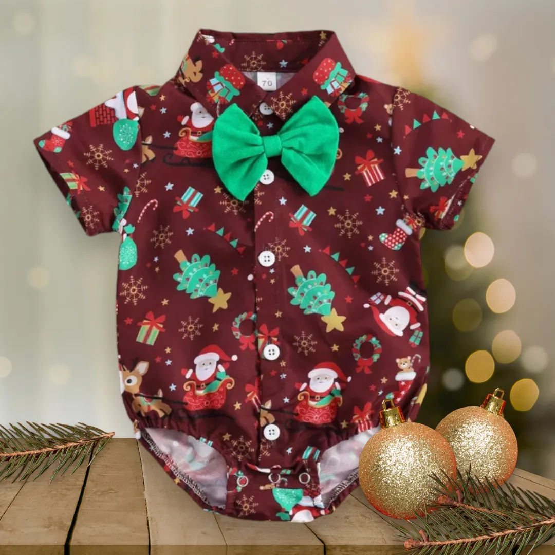 Maroon Christmas Romper Boy Generalman #2000316