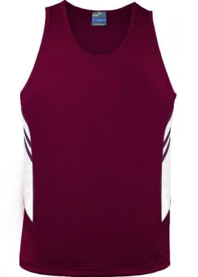 Mens Tasman Singlet Maroon/White