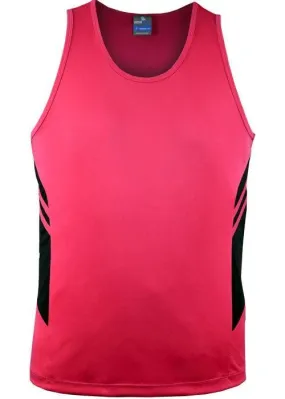 Mens Tasman Singlet Neon Pink/Black