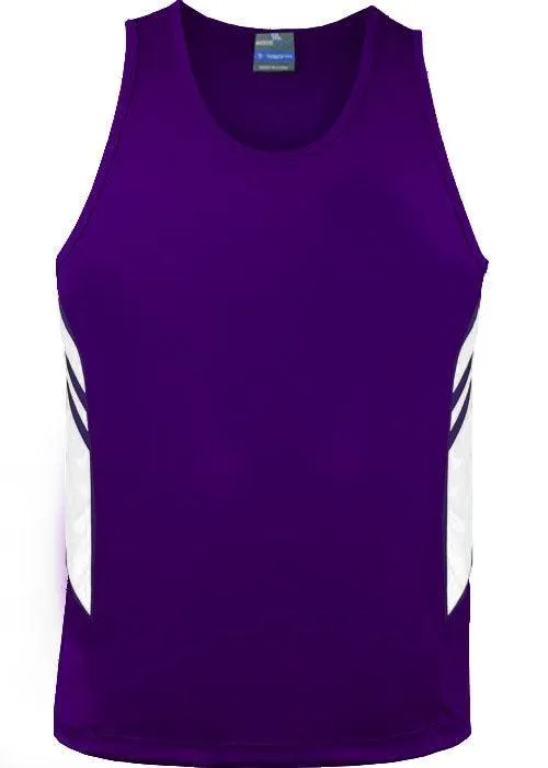 Mens Tasman Singlet Purple/White