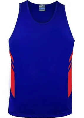 Mens Tasman Singlet Royal/Red