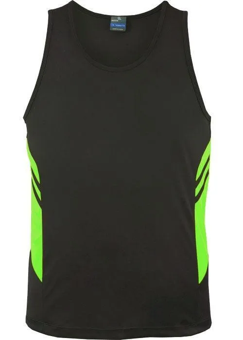 Mens Tasman Singlet Slate/Neon Green