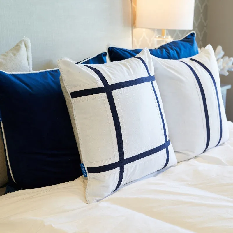 Mirage Haven Cape Crisscross Dark Blue and White 50x50cm Cushion Cover