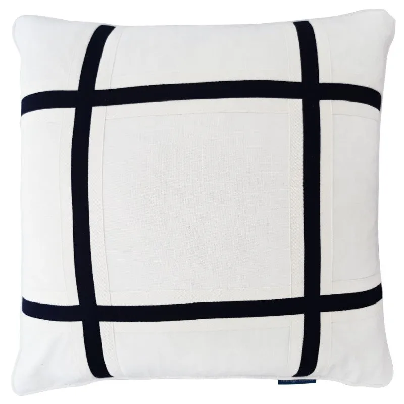 Mirage Haven Cape Crisscross Dark Blue and White 50x50cm Cushion Cover