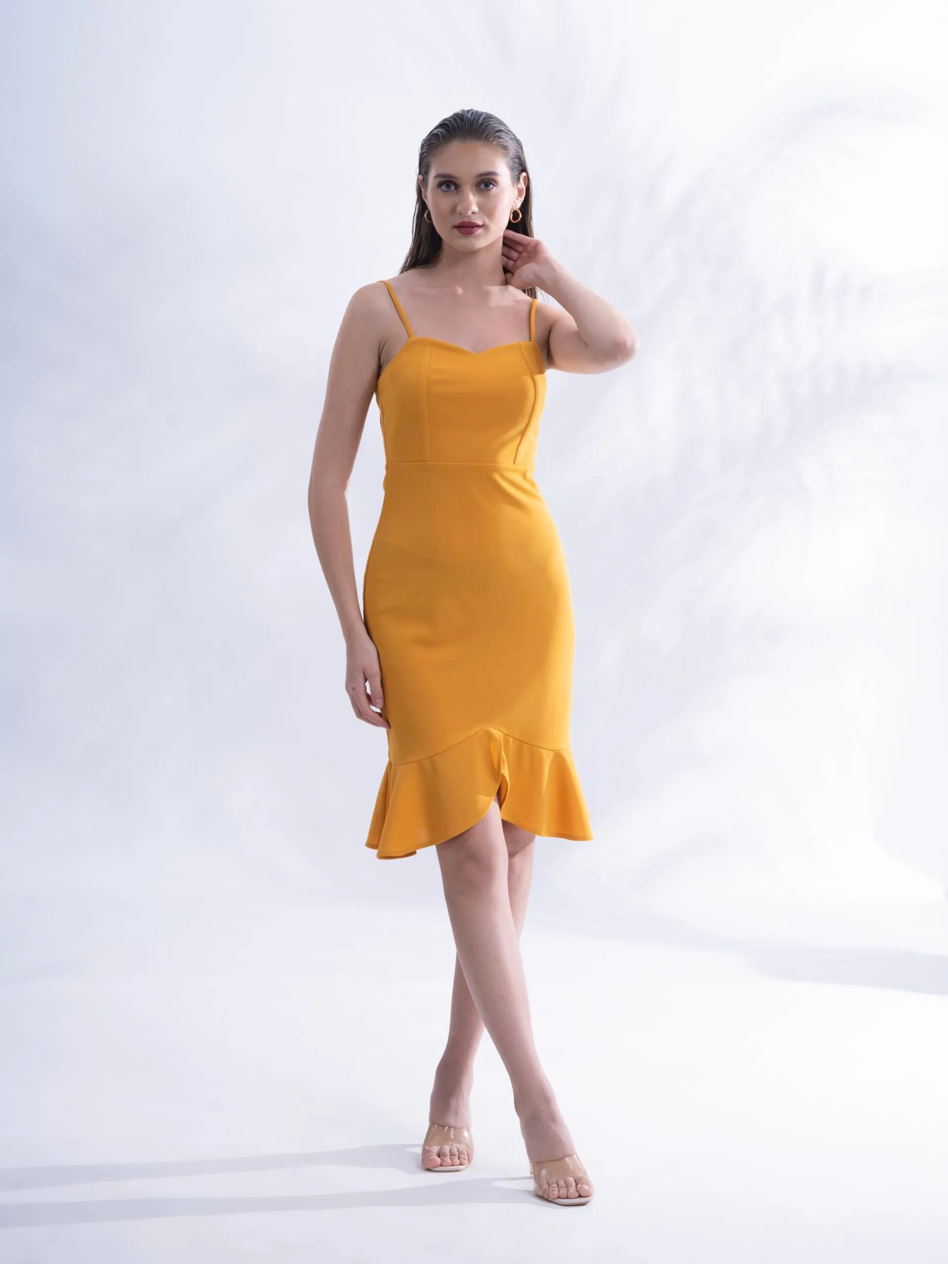 Mustard Yellow Regular fit Bodycon short dress