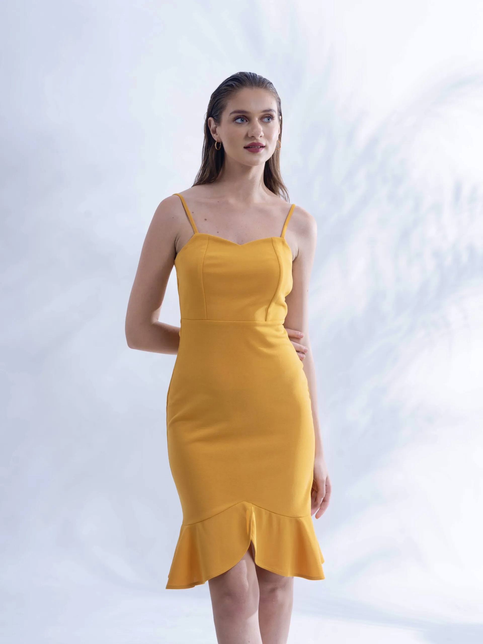 Mustard Yellow Regular fit Bodycon short dress