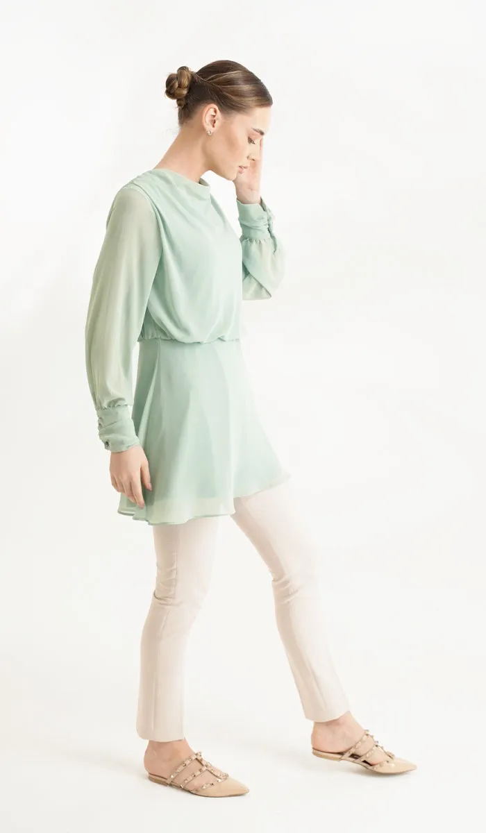 Myra Modest Chiffon Tunic Dress - Seafoam - FINAL SALE