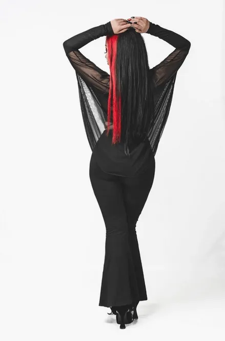 Necessary Evil Freya Draped Mesh Tunic Top