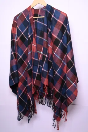 New Look Blue, Red , Black & Orange Checkered Winter Cape