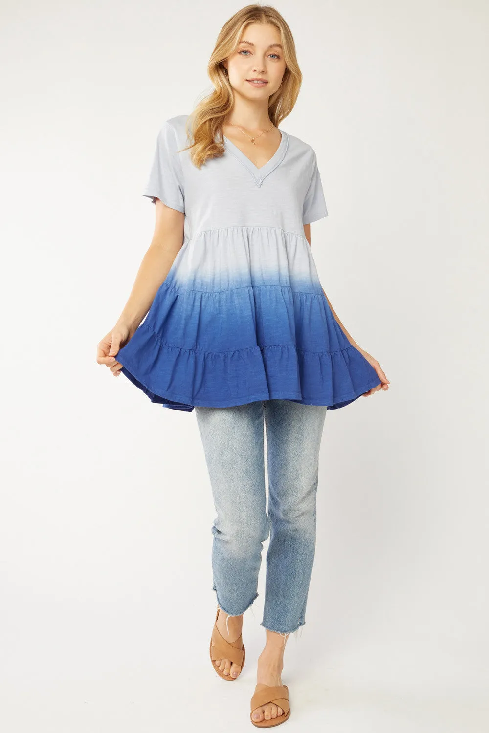 Ombre Tiered Top, Blue