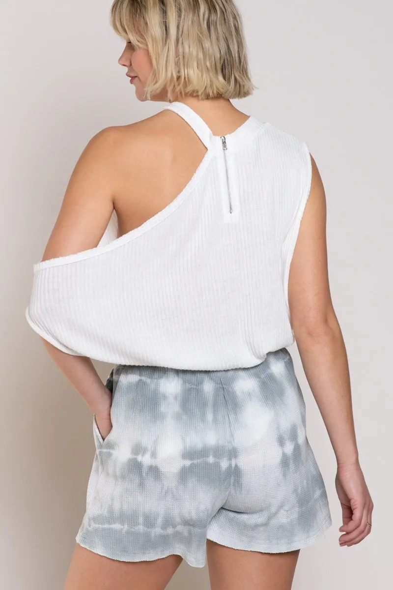 One Shoulder Ribbed Top, Ivory