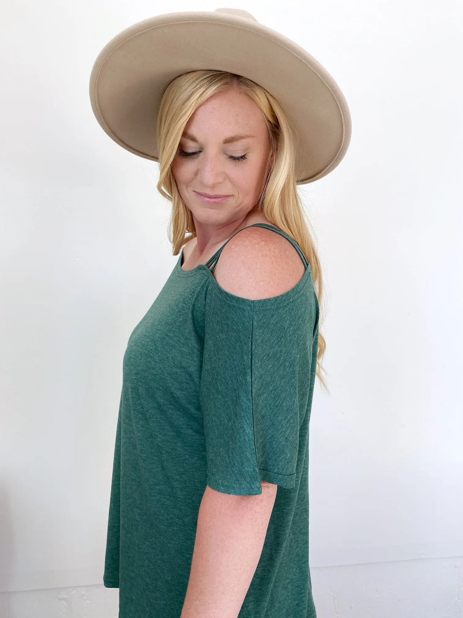 One Shoulder Strappy Top, Green