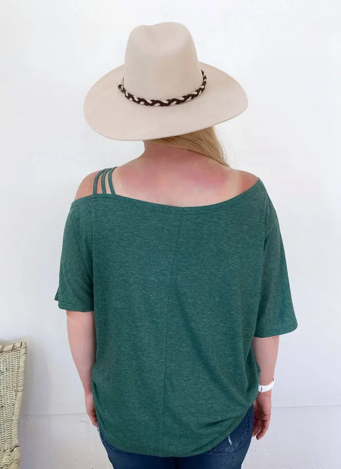 One Shoulder Strappy Top, Green