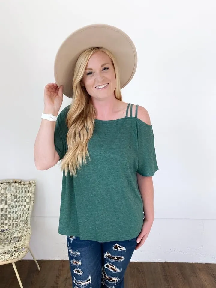 One Shoulder Strappy Top, Green