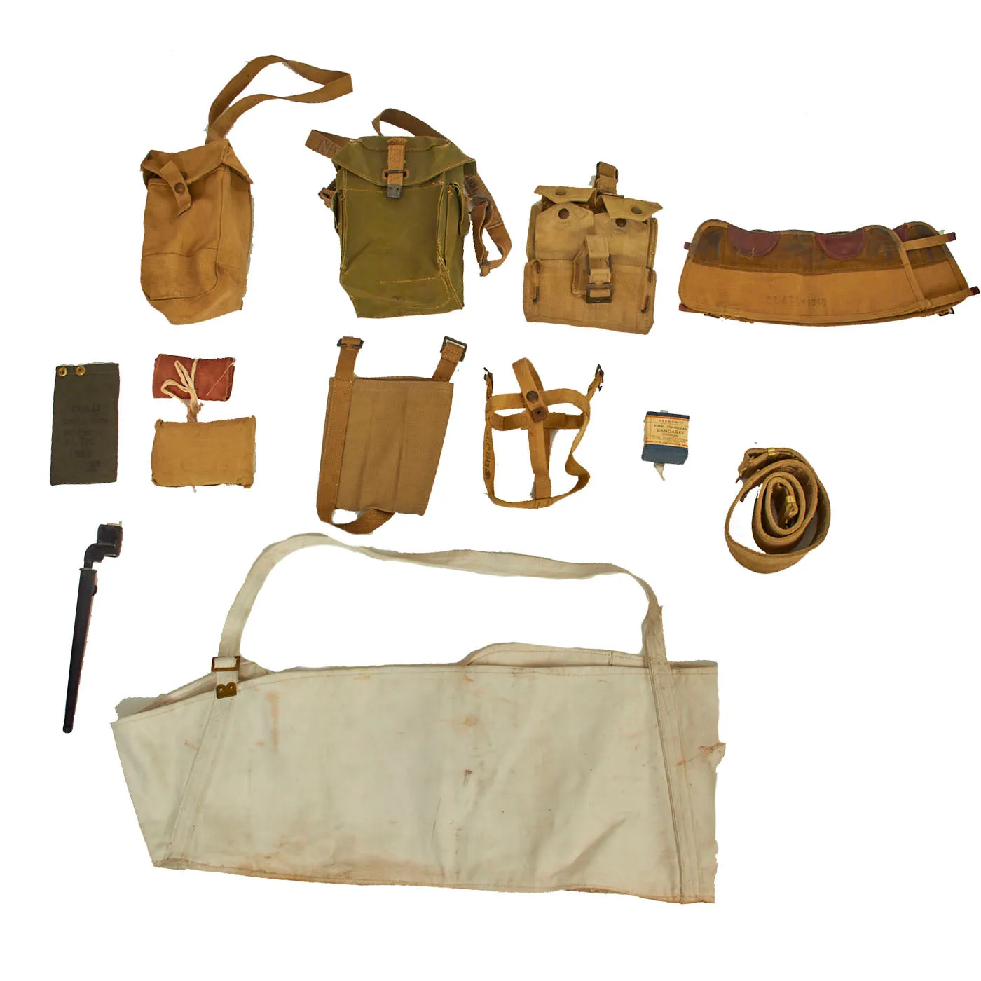 Original and Reproduction WWII British & Commonwealth Army Issue P37 Field Gear Lot - 19 Items