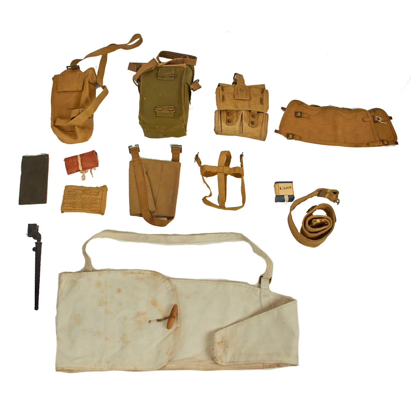 Original and Reproduction WWII British & Commonwealth Army Issue P37 Field Gear Lot - 19 Items