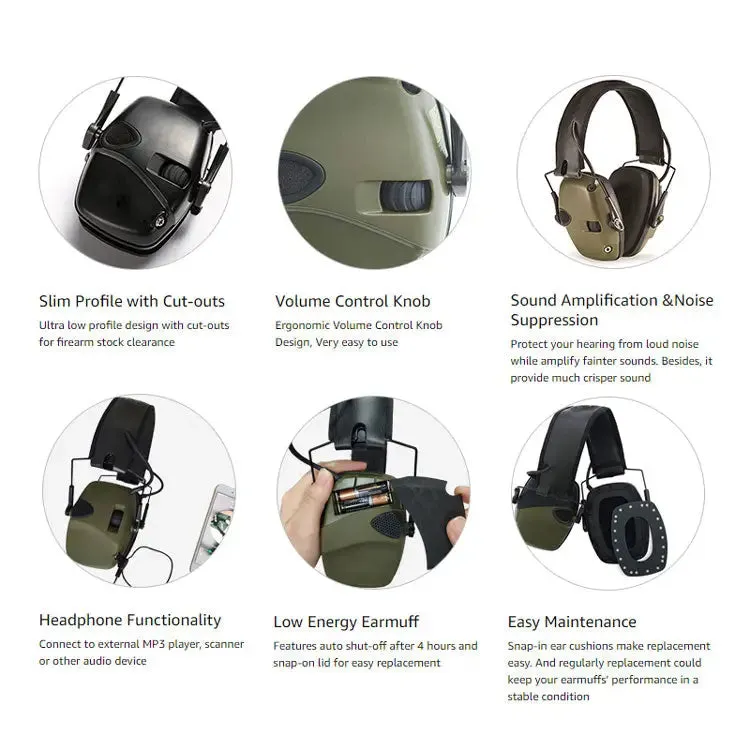 Outdoor Sports Electronic Ear Muffs Hearing Protection Noise Cancelling Electronic Earmuff