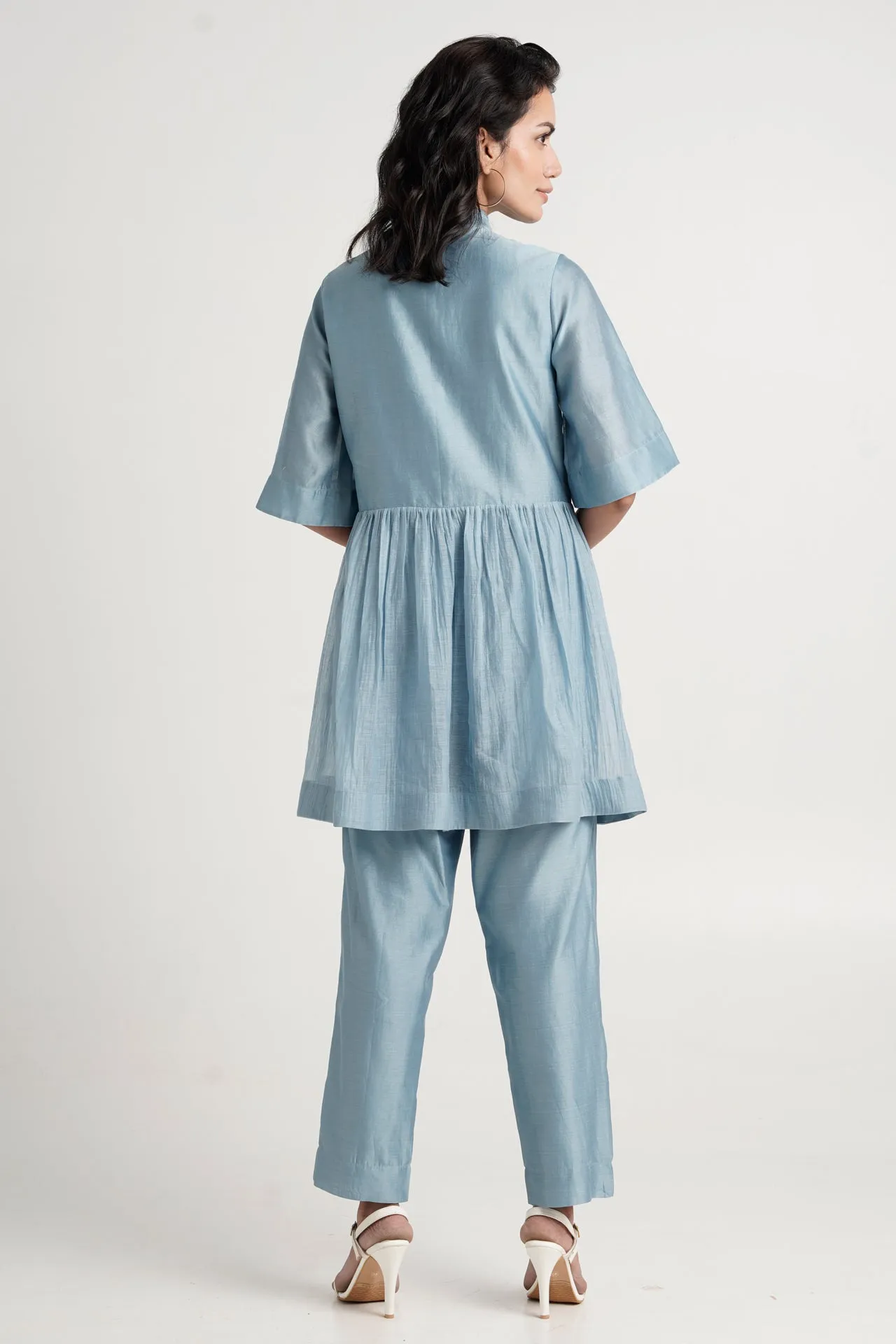 Pacific Blue Abe 2.5 - Tonal Embroidery Peplum Tunic Set