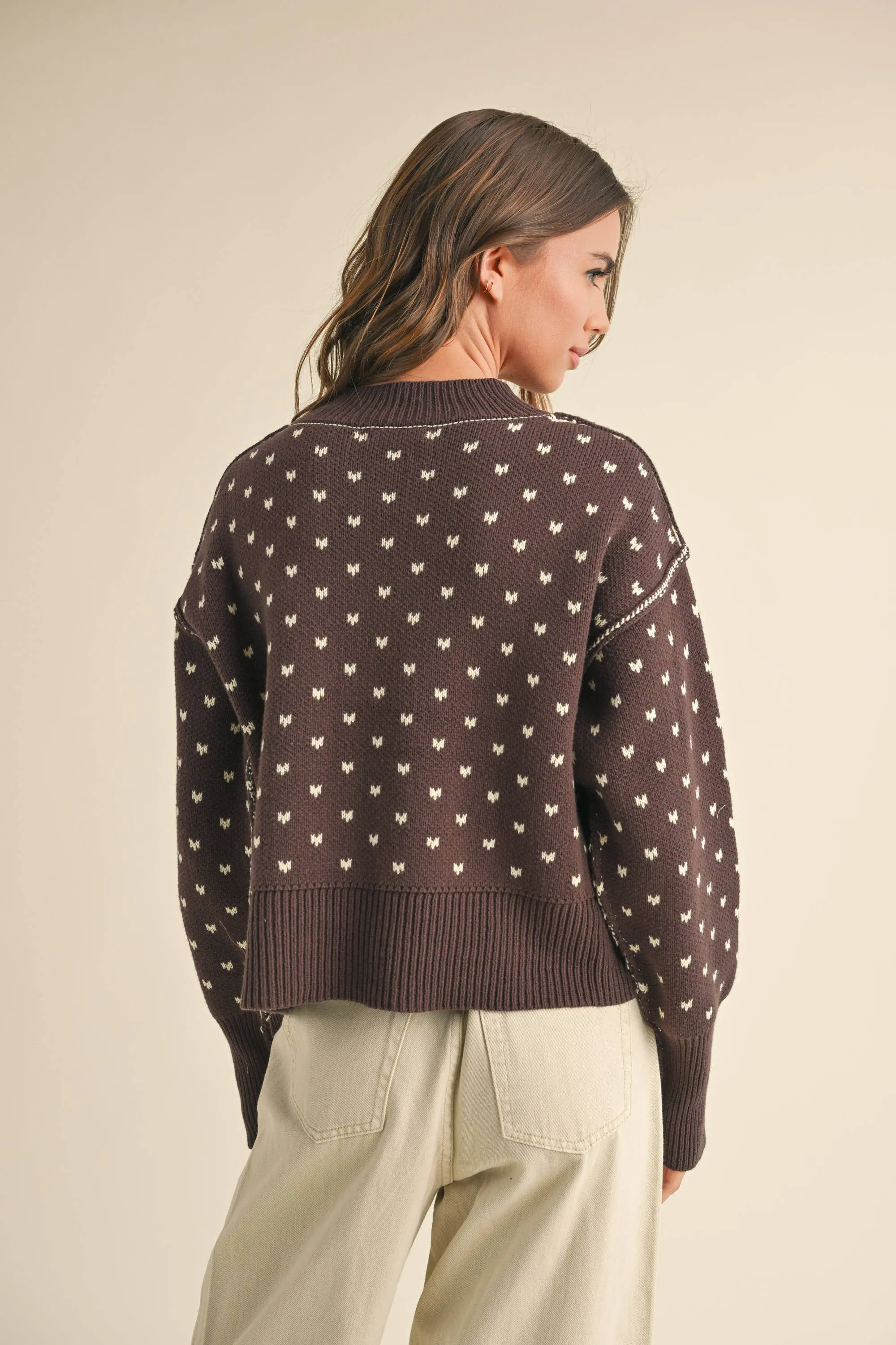 PATTERNED CROP SWEATER TOP