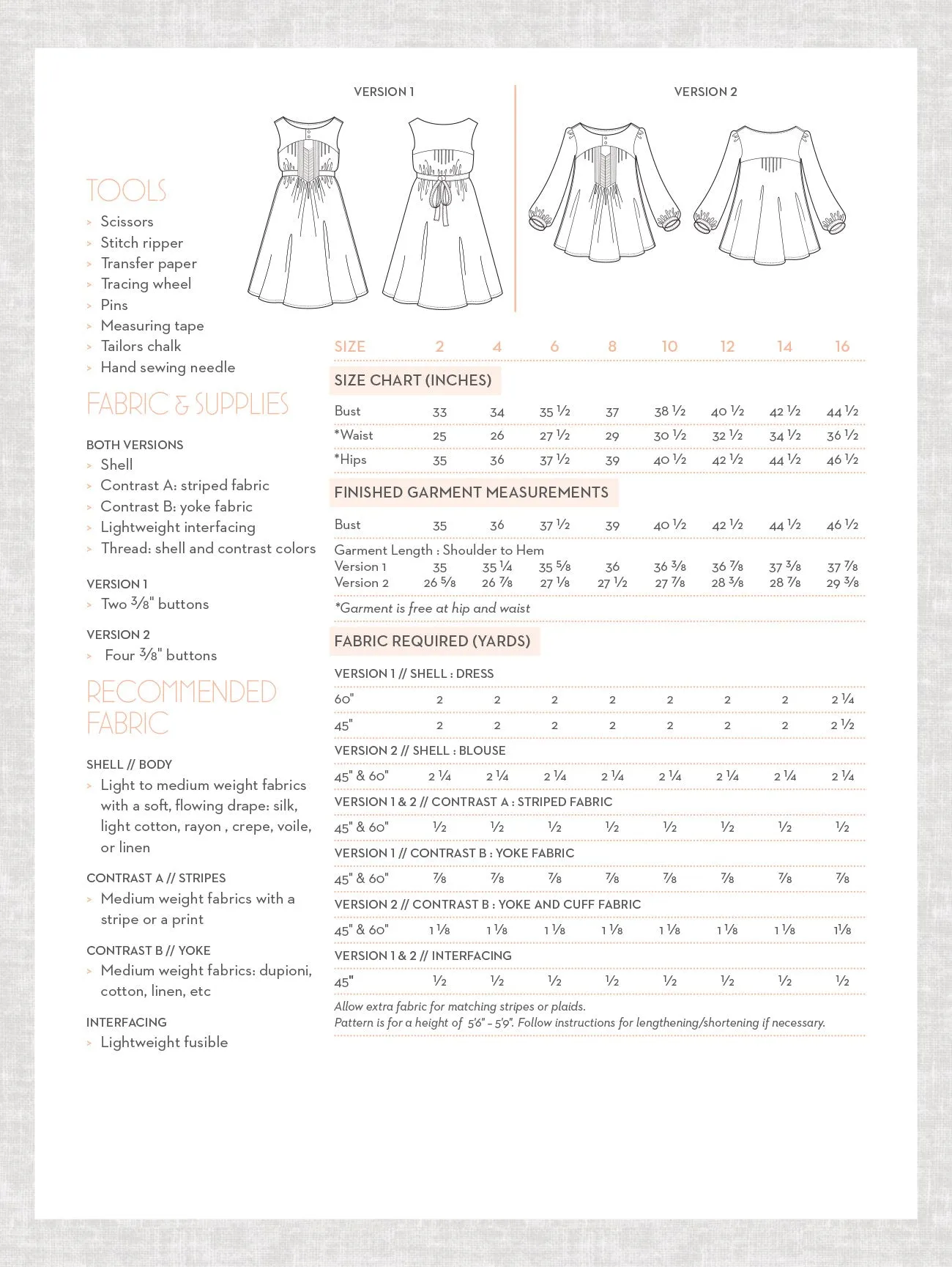 PDF Pattern - Anouk Dress and Tunic | Victory Patterns