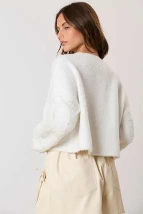 PE Pearl Ribbon Crop Sweater