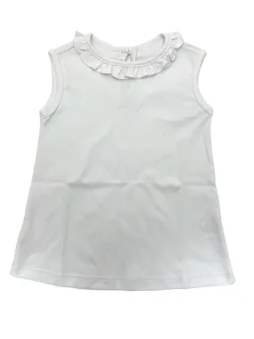 Peggy Green Sleeveless Fitted Pima Ruffle Tee White Pima 6652