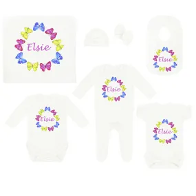 Personalised Baby Coming Home Outfit-Colourful Butterflies