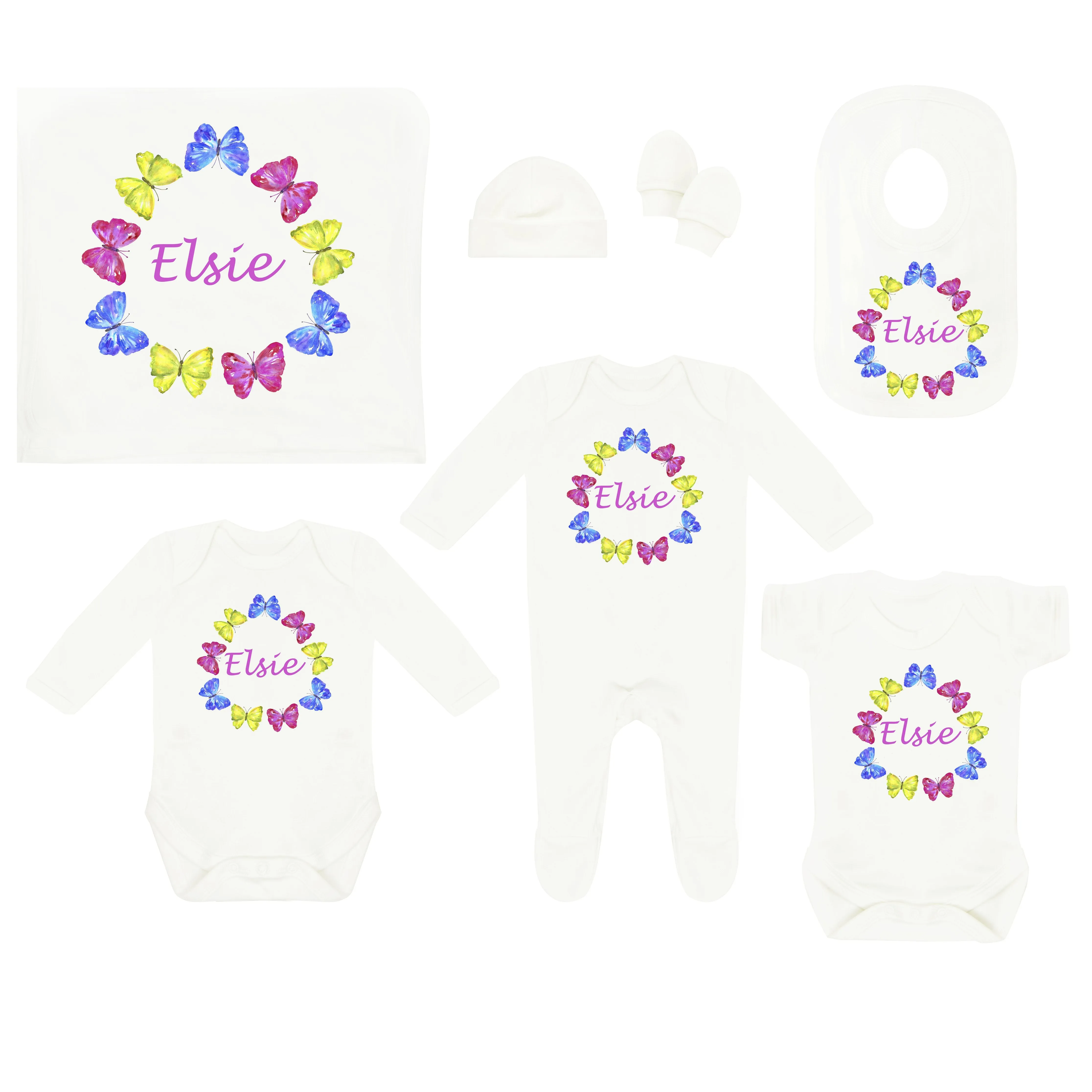 Personalised Baby Coming Home Outfit-Colourful Butterflies