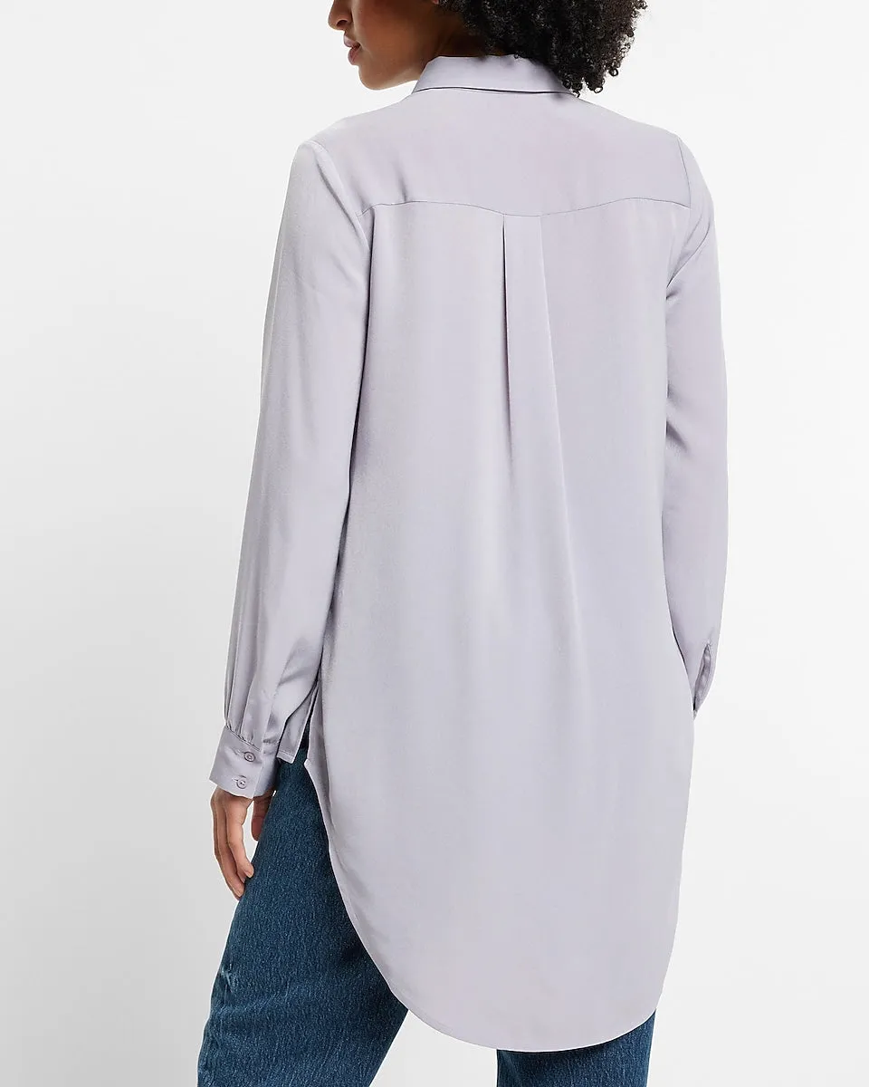 Pleated Shoulder Tunic Shirt in Light Purple