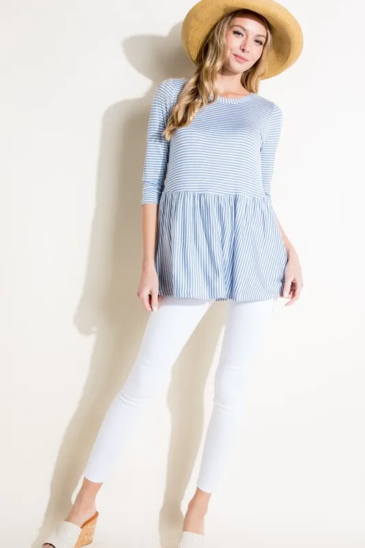 Plus Pin Stripe Babydoll Tunic Top