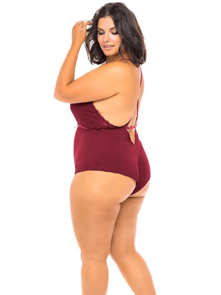 Plus Size Jersey Knit Rhubarb Pajama Romper