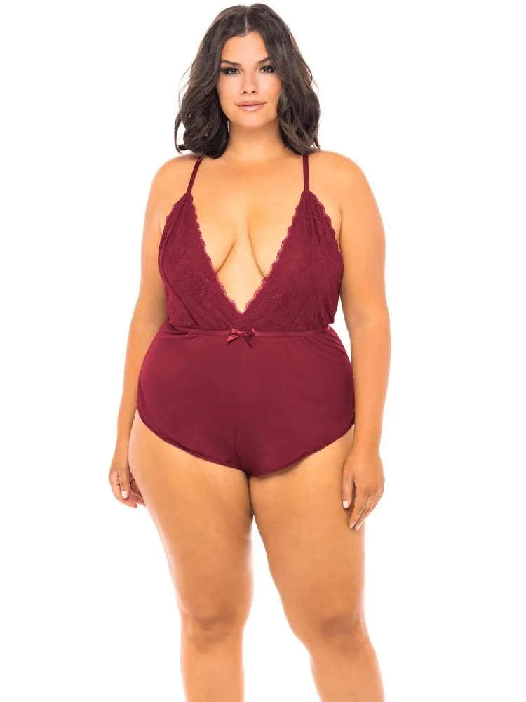 Plus Size Jersey Knit Rhubarb Pajama Romper