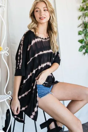 Plus Striped Tie Dye Round Neck Tunic