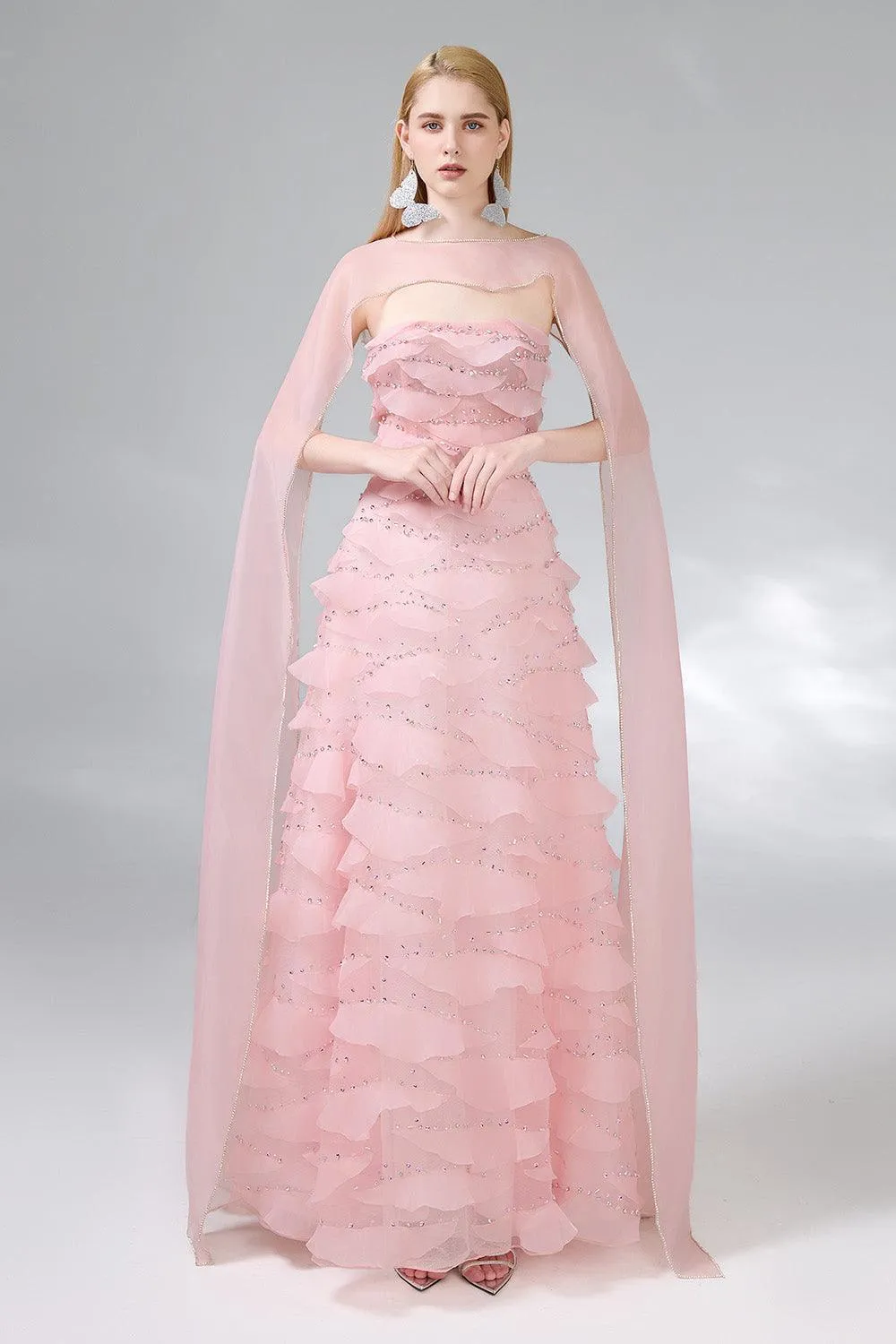 Preston Cape Ruffle Layer Organza Floor Length Set