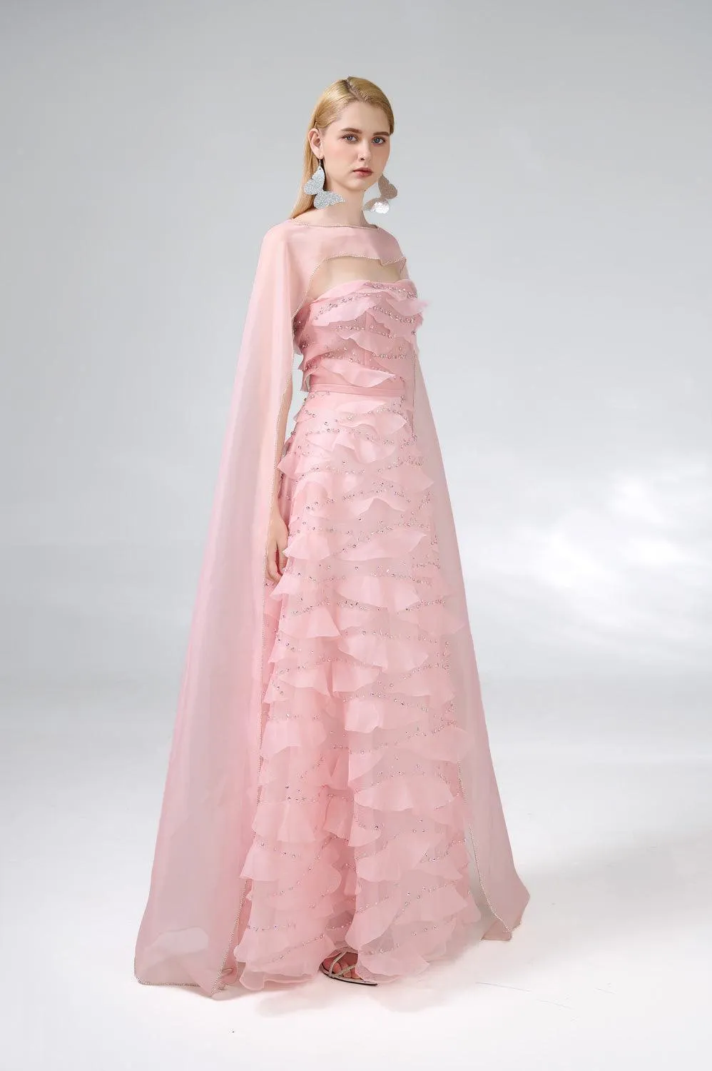 Preston Cape Ruffle Layer Organza Floor Length Set