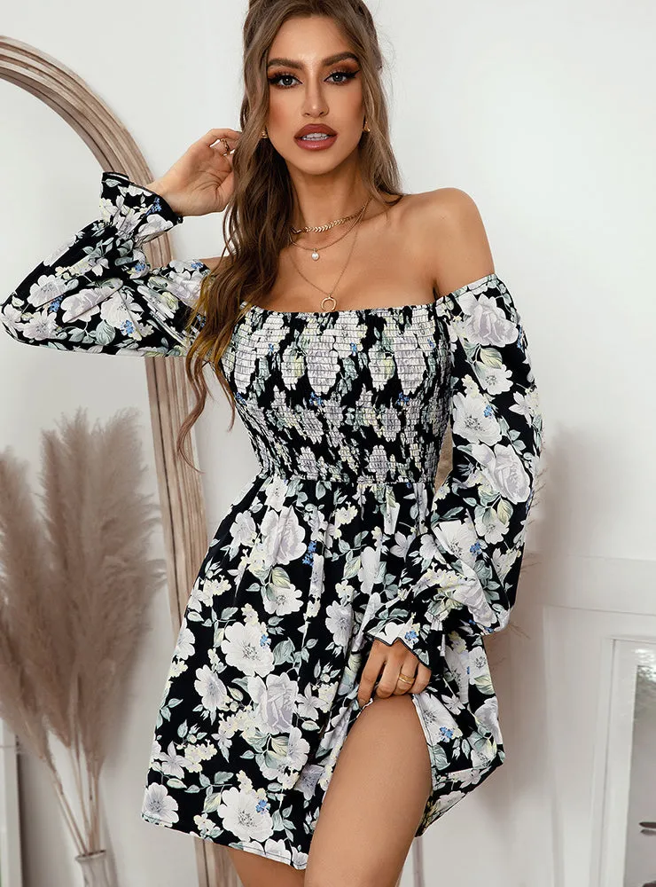 Pretty Leaf Print Sleeveless Midi Dress