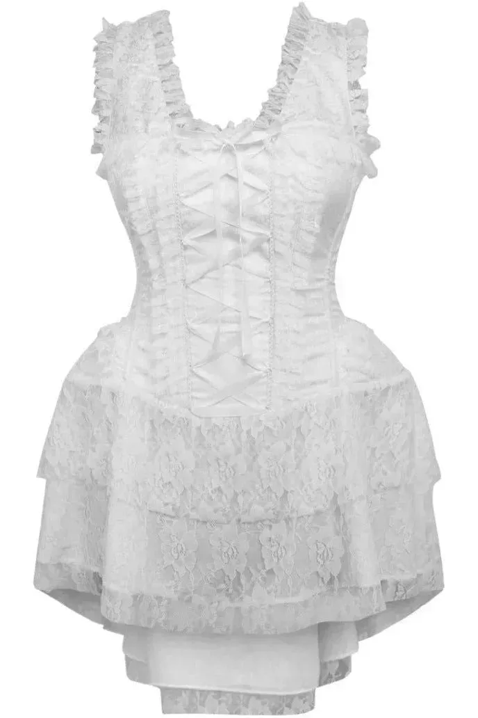 Queen Top Drawer Floral Brocade Victorian Steel Boned Corset Dress