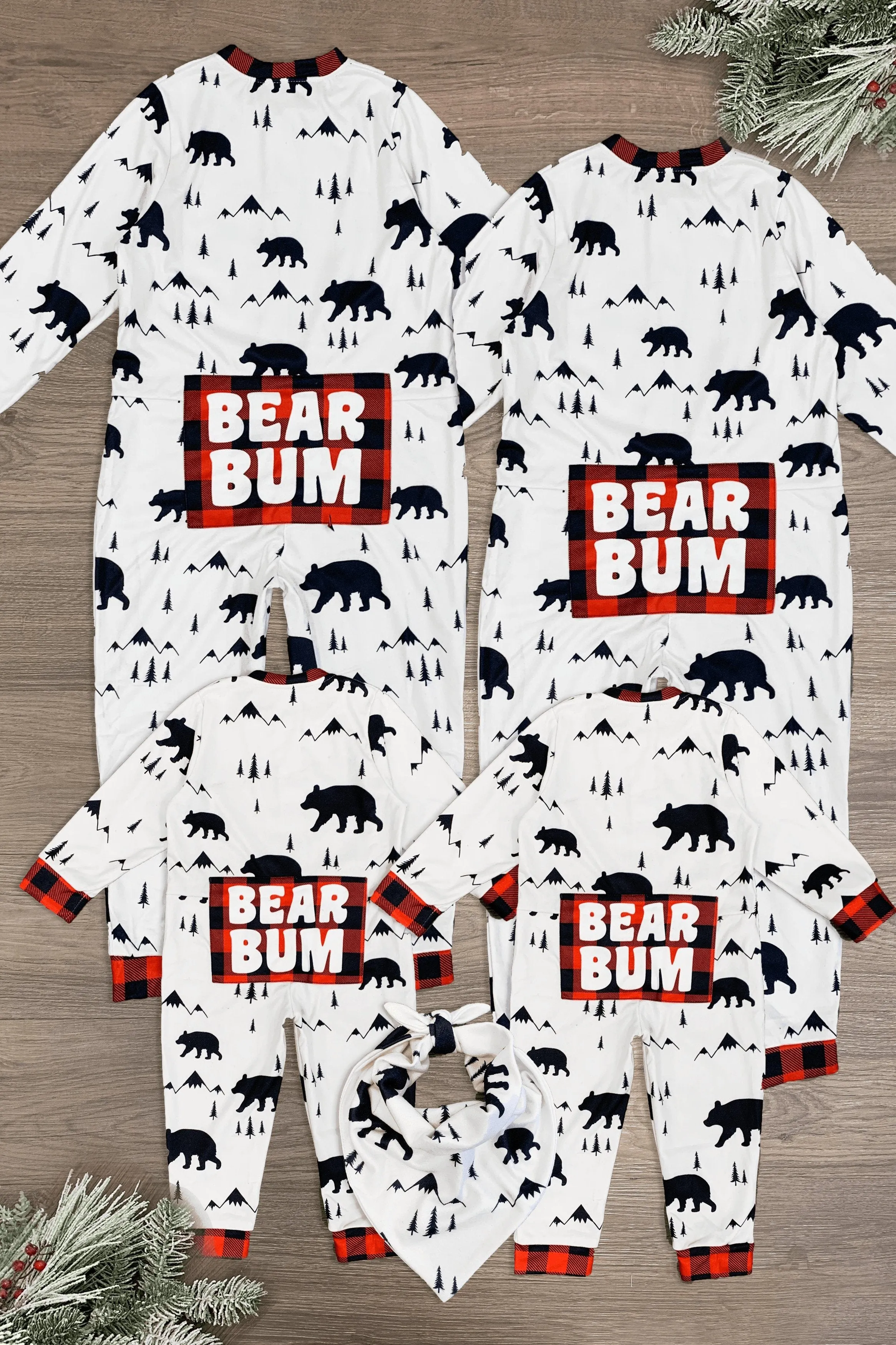 "Bear Bum" Family Onesie Pajamas - AND PET BANDANA!