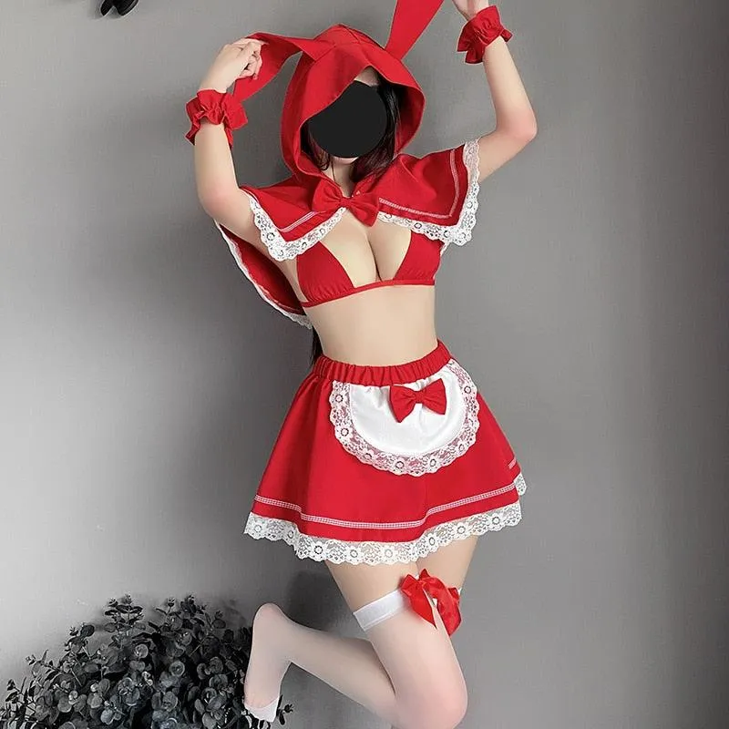 Red Hooded Bunny Maid Costume