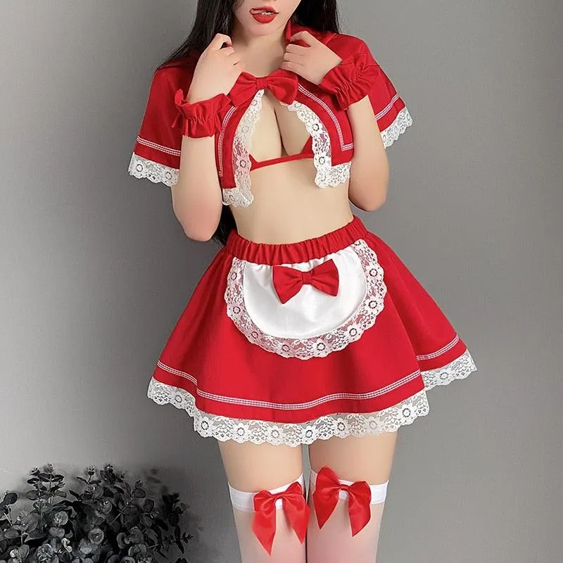 Red Hooded Bunny Maid Costume