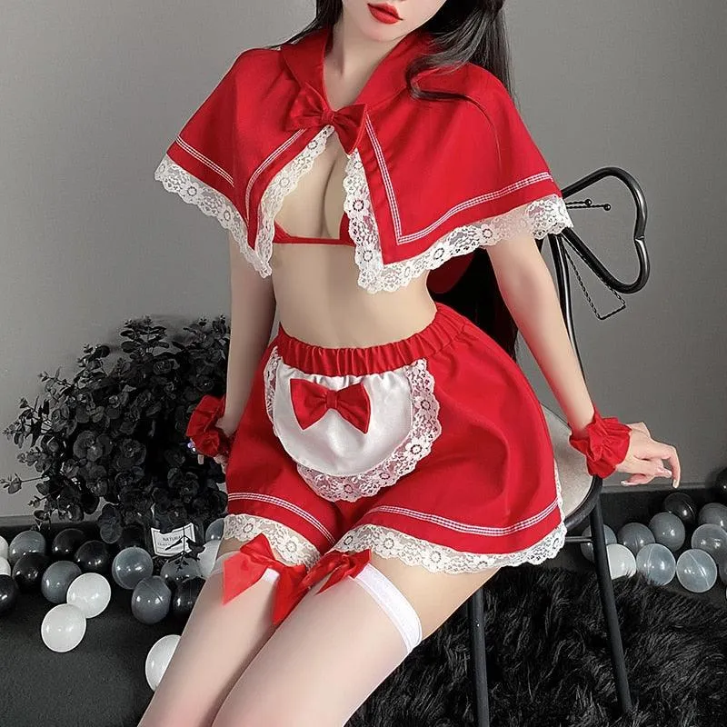 Red Hooded Bunny Maid Costume