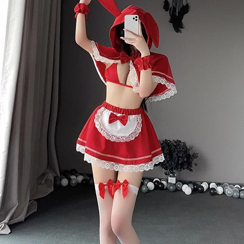 Red Hooded Bunny Maid Costume