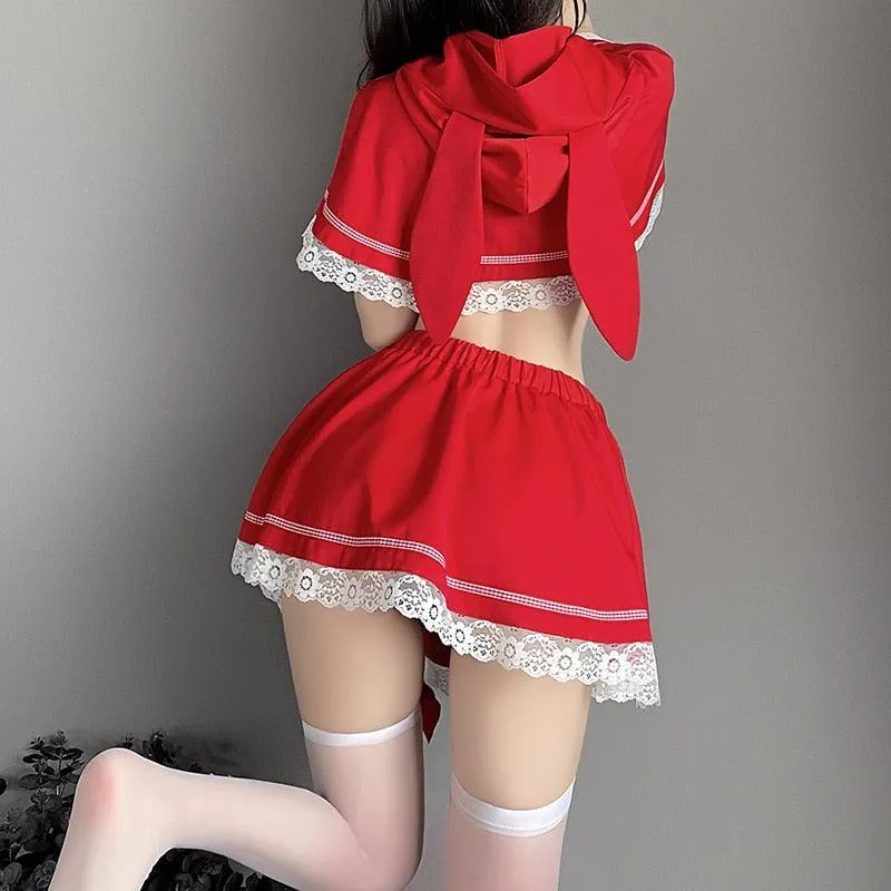 Red Hooded Bunny Maid Costume